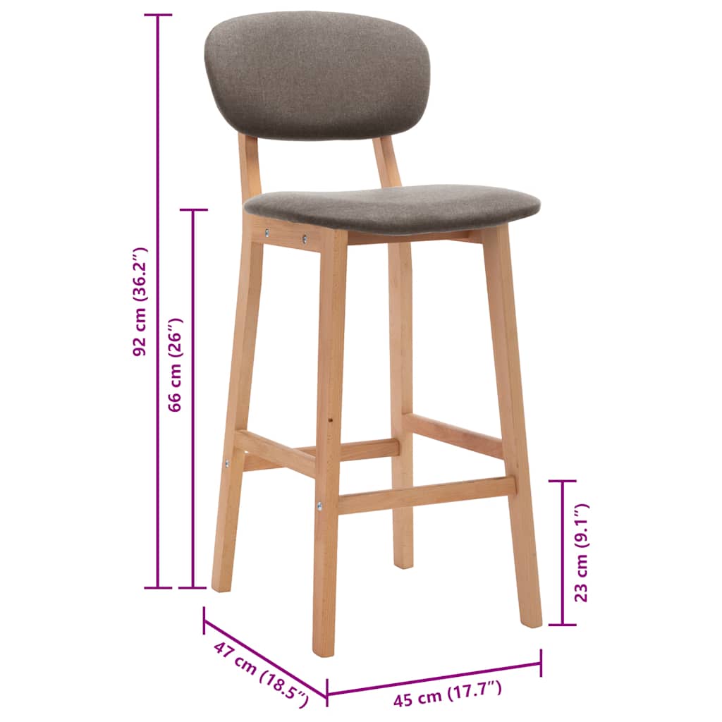 Barhocker 2 Stk. Taupe Stoff
