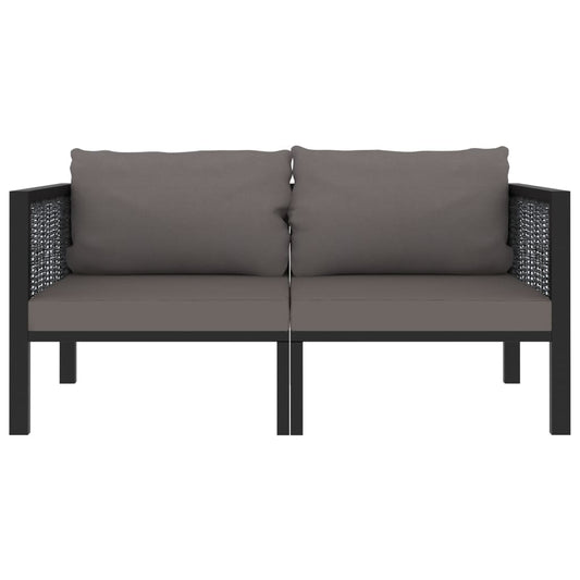 2-Sitzer-Sofa mit Auflage Anthrazit Poly Rattan