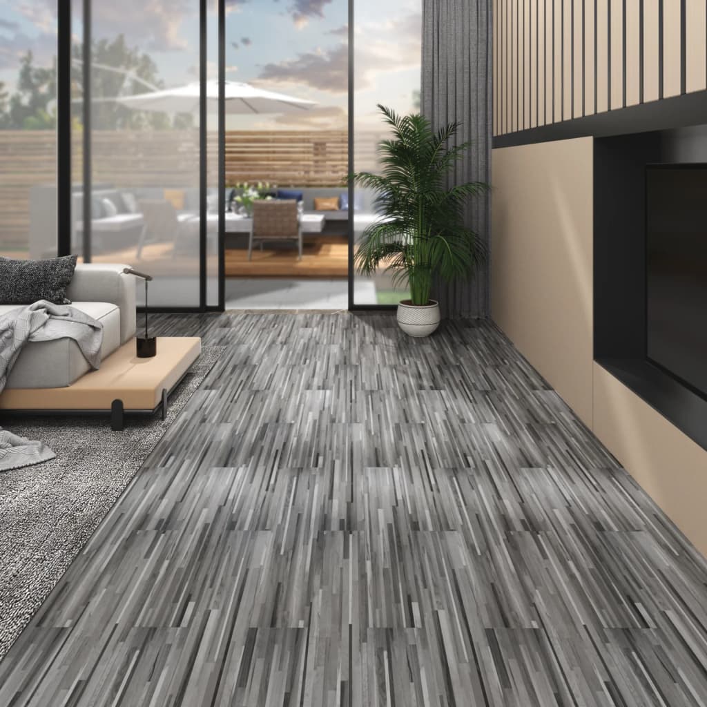 PVC laminat planker 5,02 m² 2 mm selvklæbende stribet grå