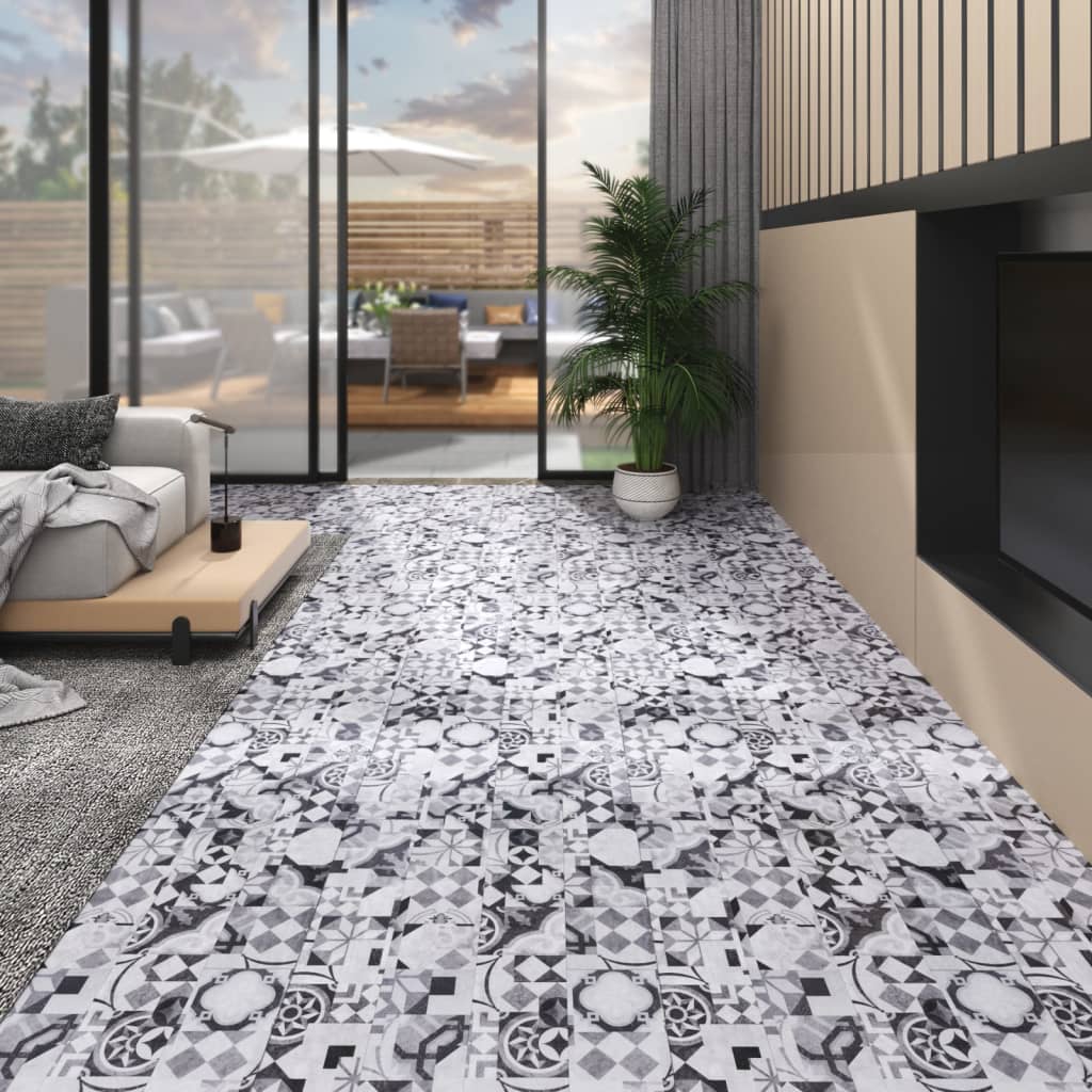 PVC laminat planker 4,46 m² 3 mm selvklæbende gråt mønster