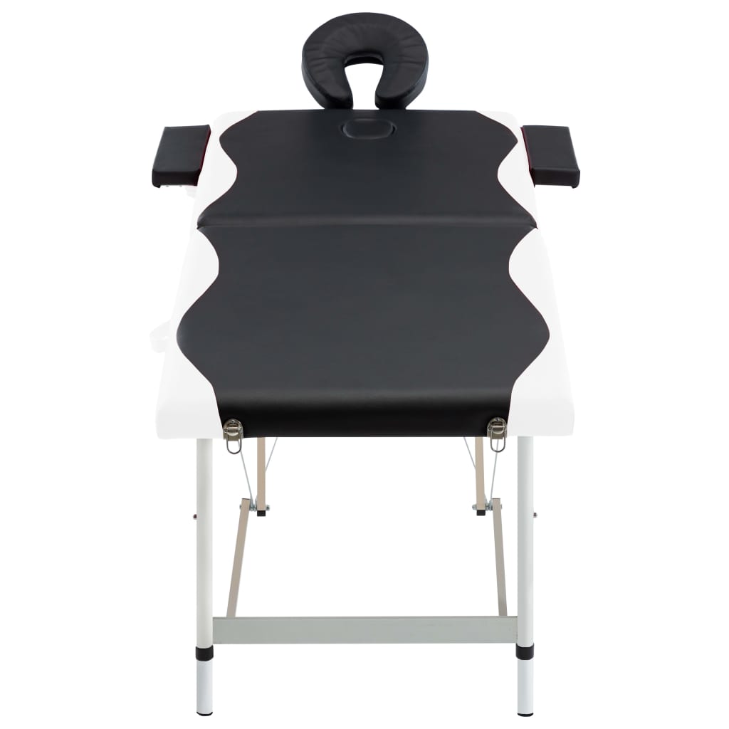 Massageliege Klappbar 2-Zonen Aluminiumgestell Schwarz und Weiß