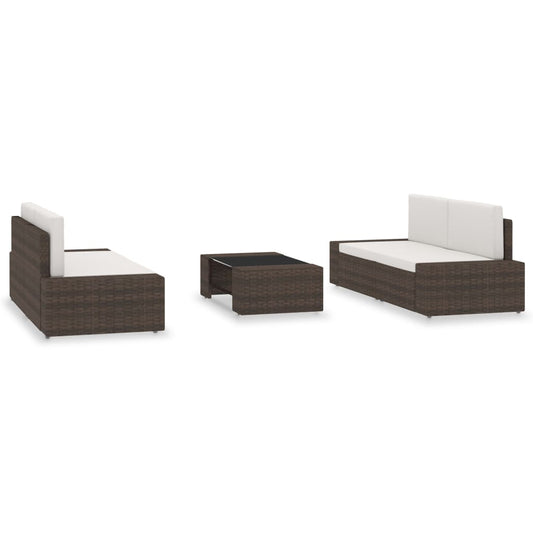 5-tlg. Garten-Lounge-Set Poly Rattan Braun