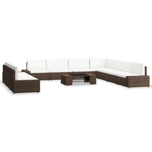 10-tlg. Garten-Lounge-Set Poly Rattan Braun