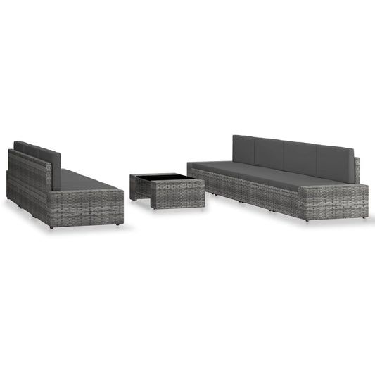 8-tlg. Garten-Lounge-Set Poly Rattan Grau