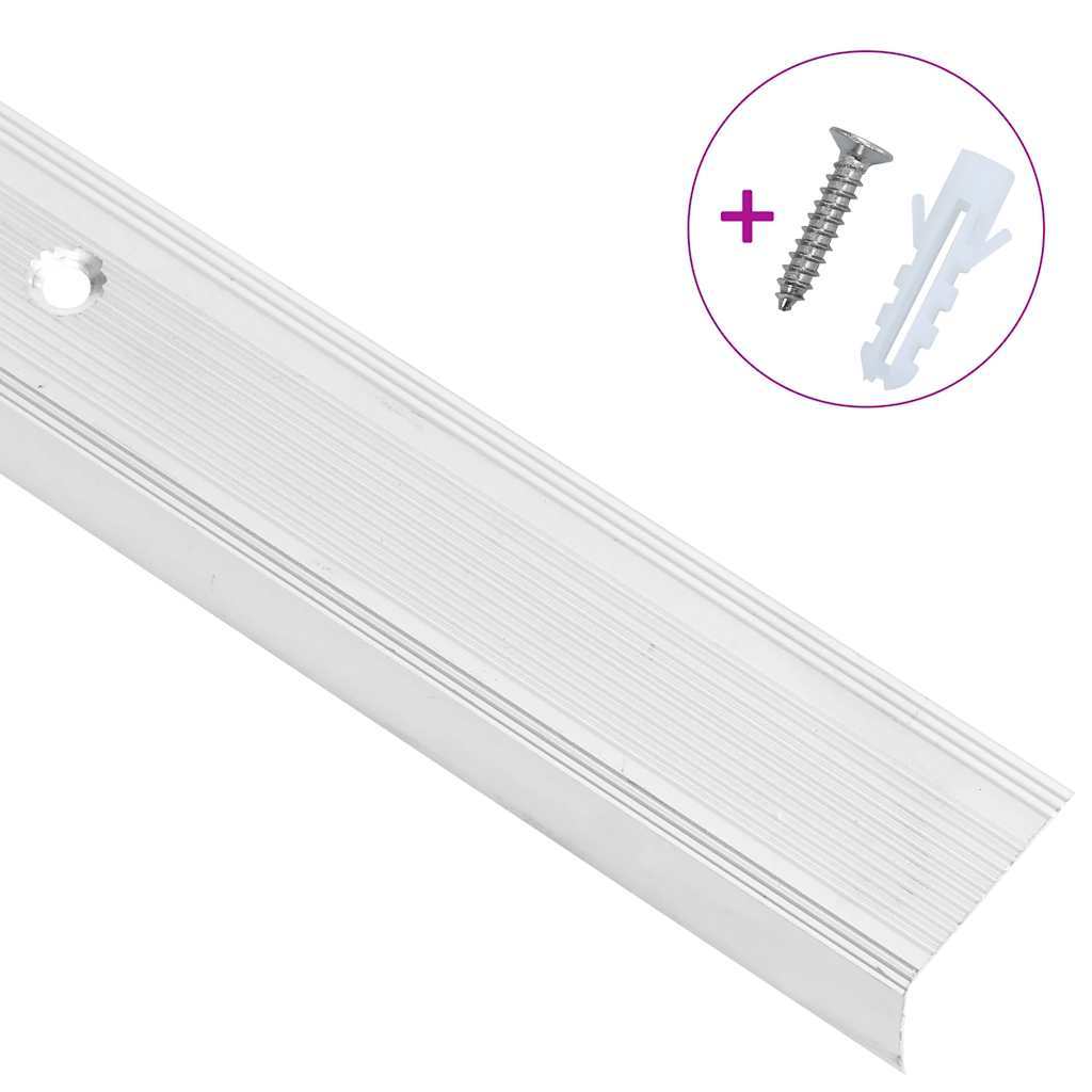 Trappekantprofiler i L-form 5 stk Alu 90 cm Sølv