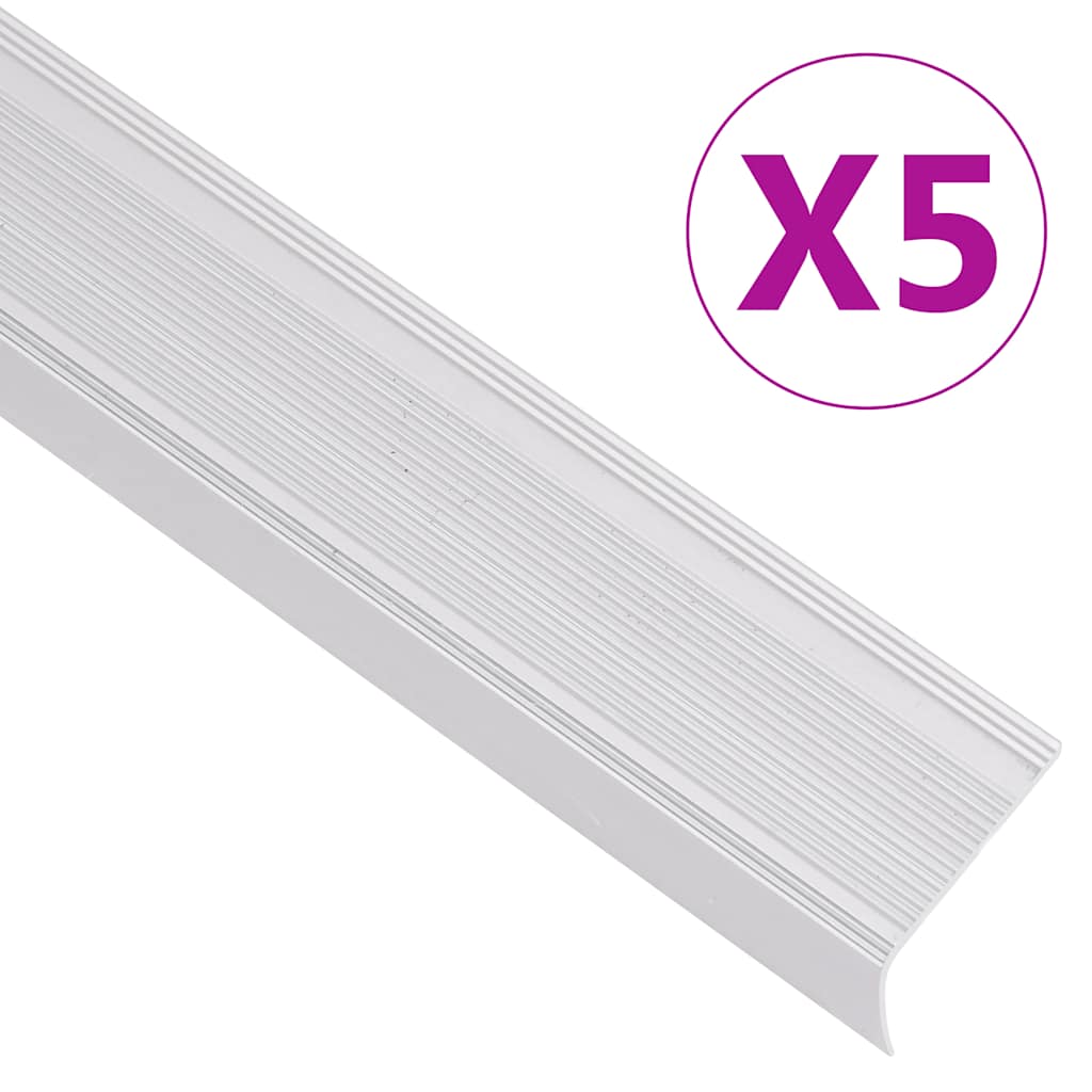 Trappekantprofiler i L-form 5 stk Alu 90 cm Sølv