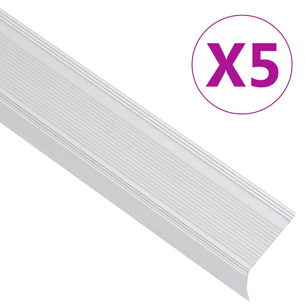 Trappekantprofiler i L-form 5 stk Alu 90 cm Sølv