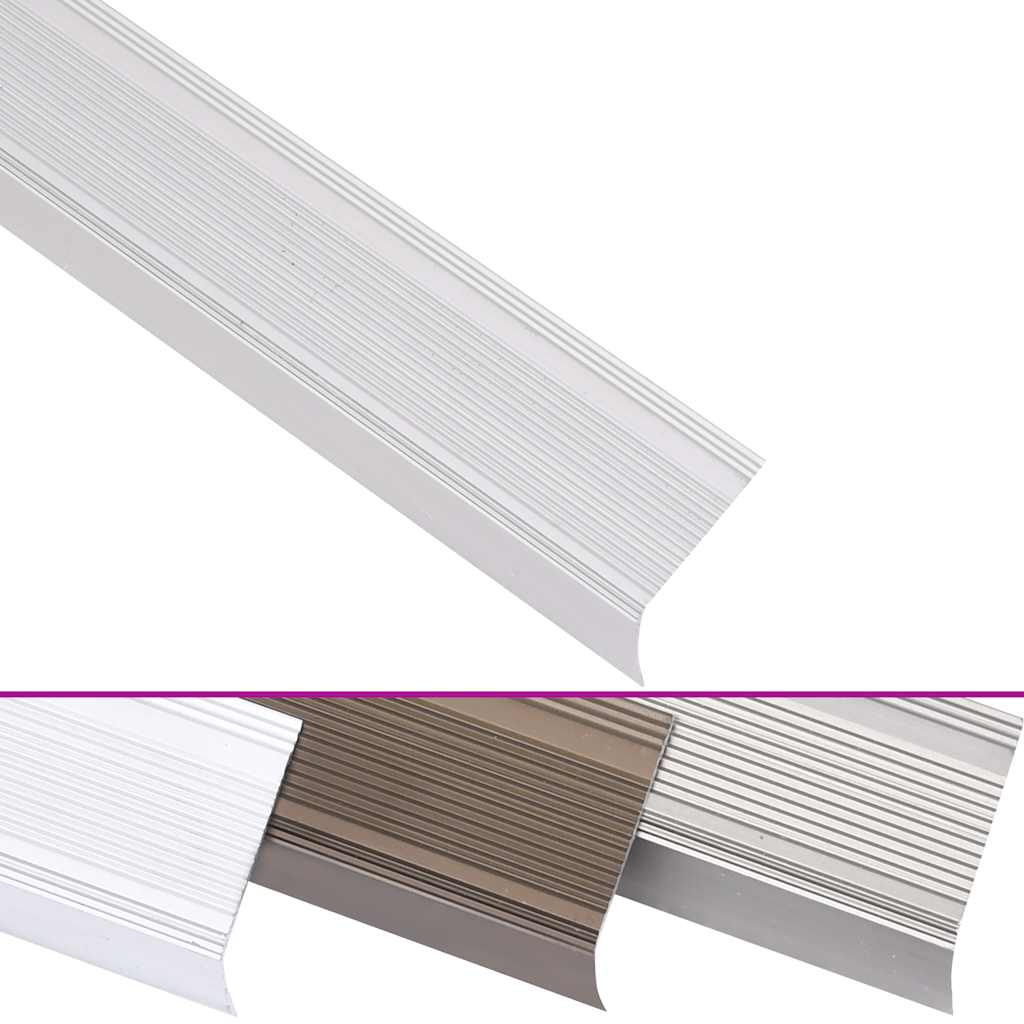 Trappekantprofiler i L-form 5 stk Alu 90 cm Sølv