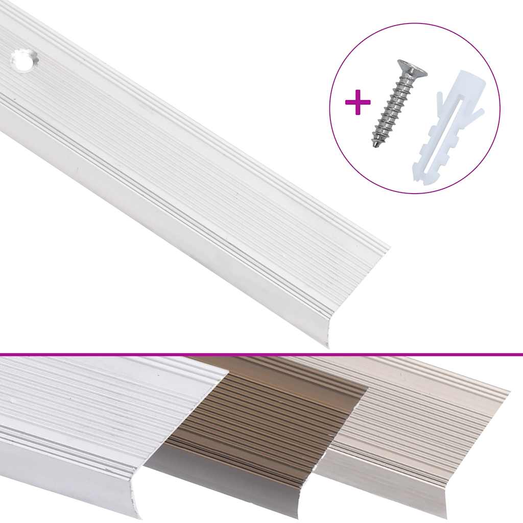 Trappekantprofiler i L-form 15 stk. Aluminium 90 cm Sølv