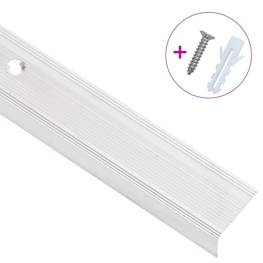 Trappekantprofiler i L-form 15 stk. Aluminium 90 cm Sølv