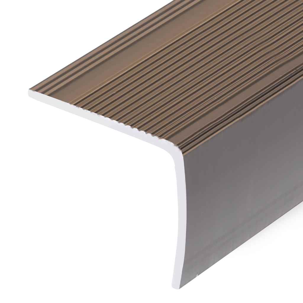 Trappekantprofil i L-form 5 stk Alu 90 cm Brun