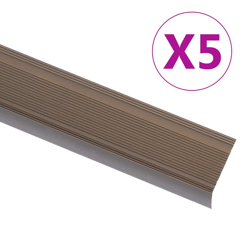 Trappekantprofil i L-form 5 stk Alu 90 cm Brun