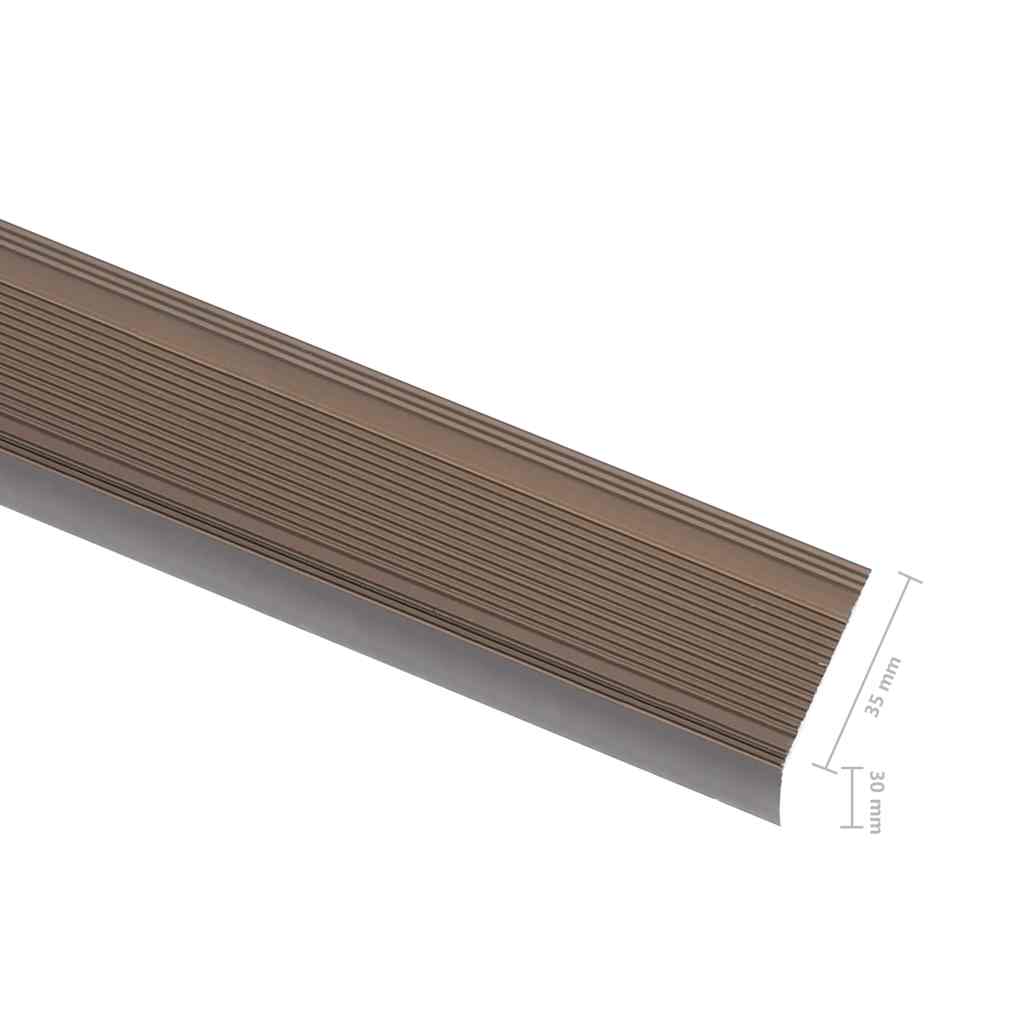 Trappekantprofil i L-form 5 stk Alu 90 cm Brun