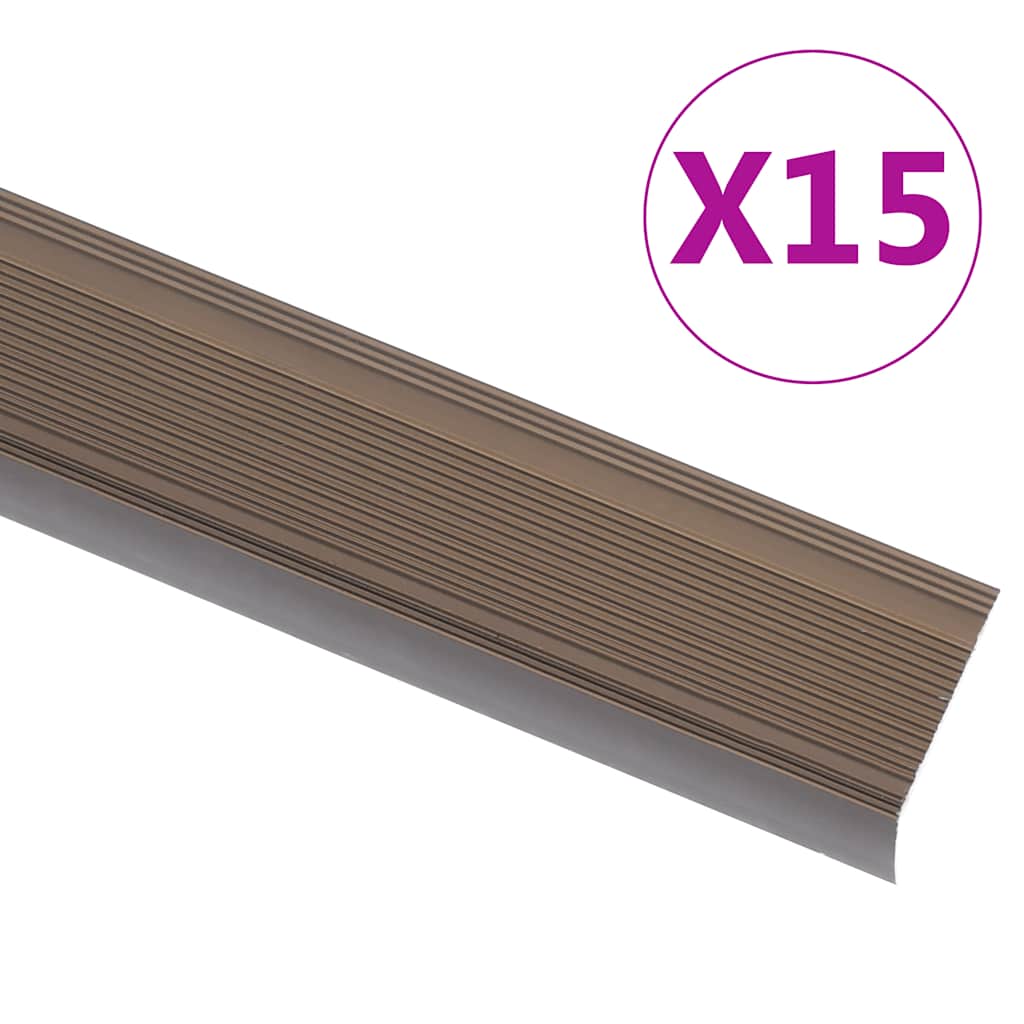 Trappekantprofil i L-form 15 stk Alu 90 cm Brun