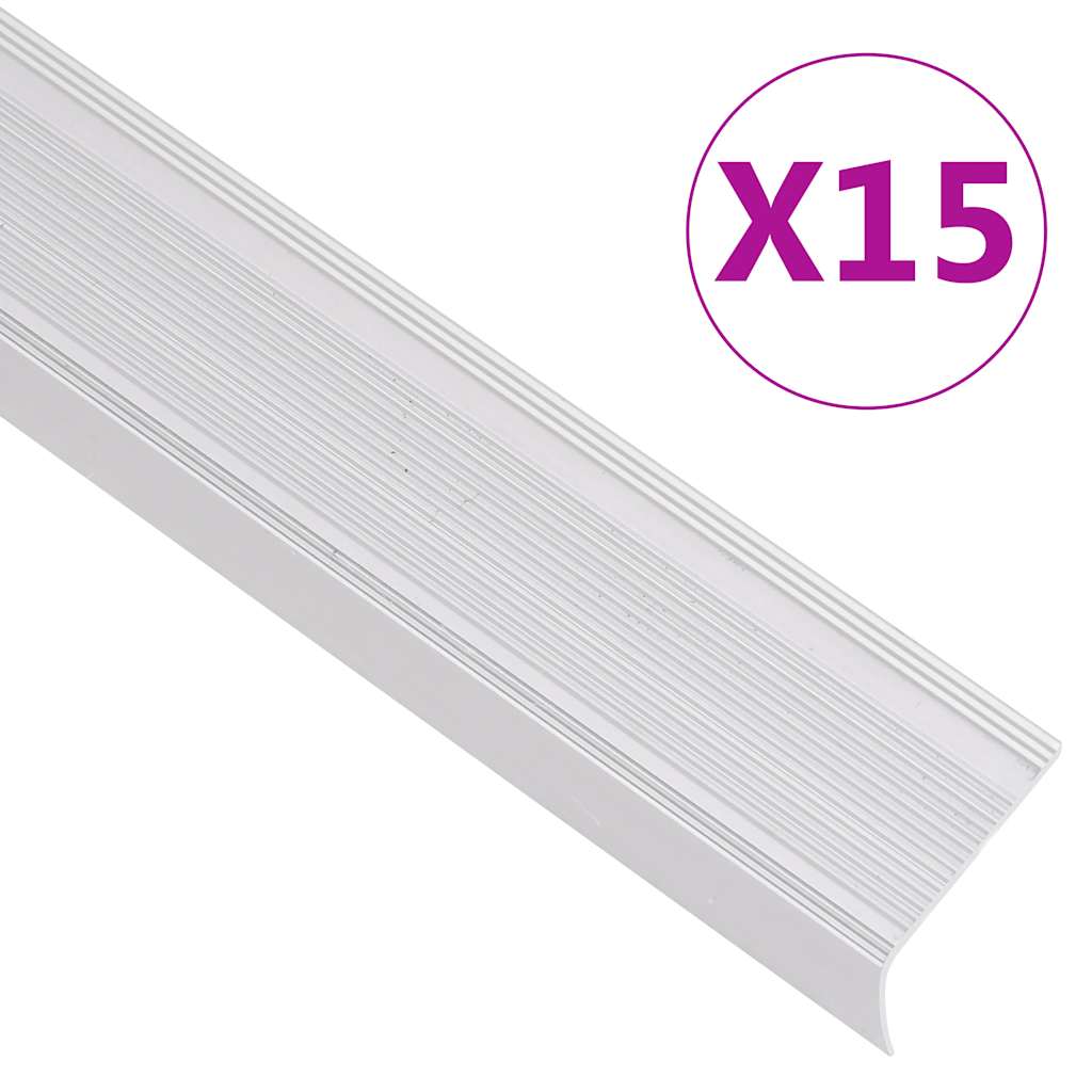 Trappekantprofiler i L-form 15 stk. Aluminium 100 cm Sølv