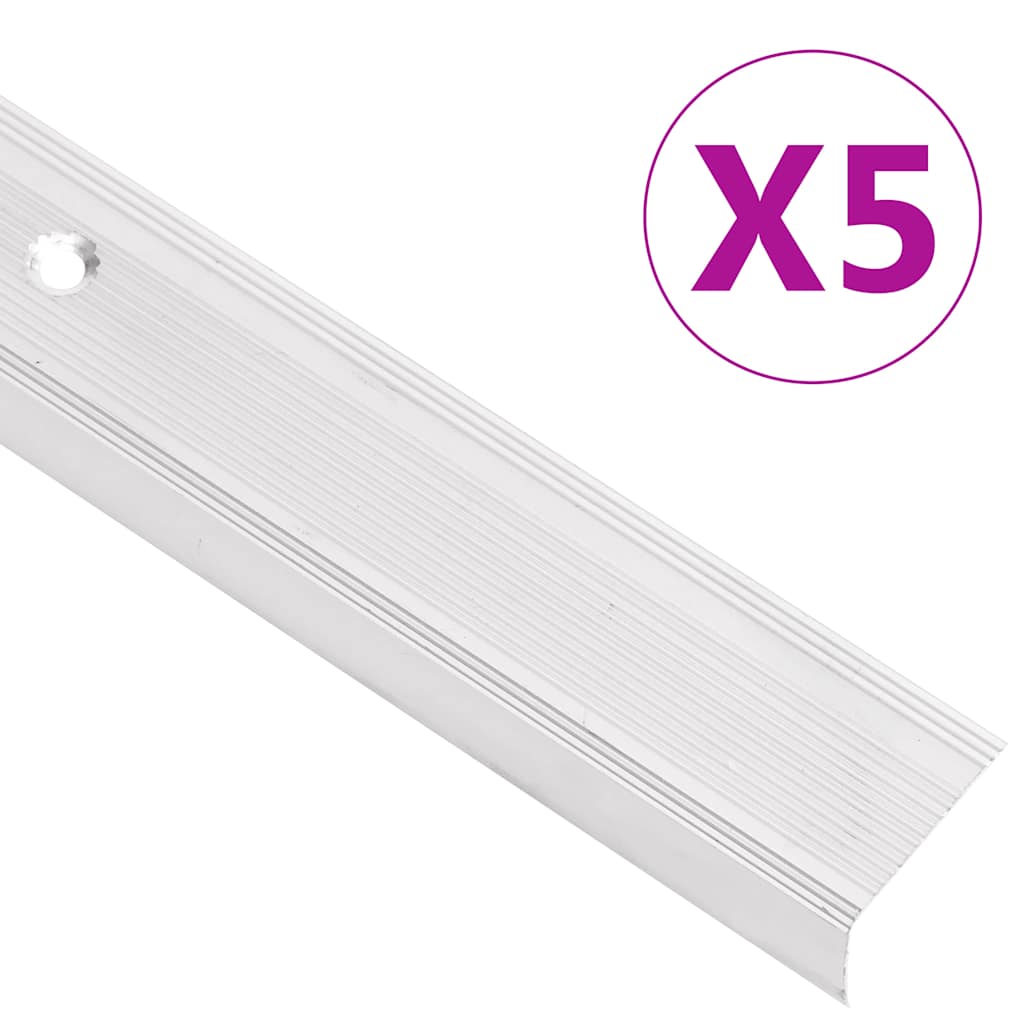 Trappekantprofiler i L-form 5 stk. Aluminium 100 cm Sølv