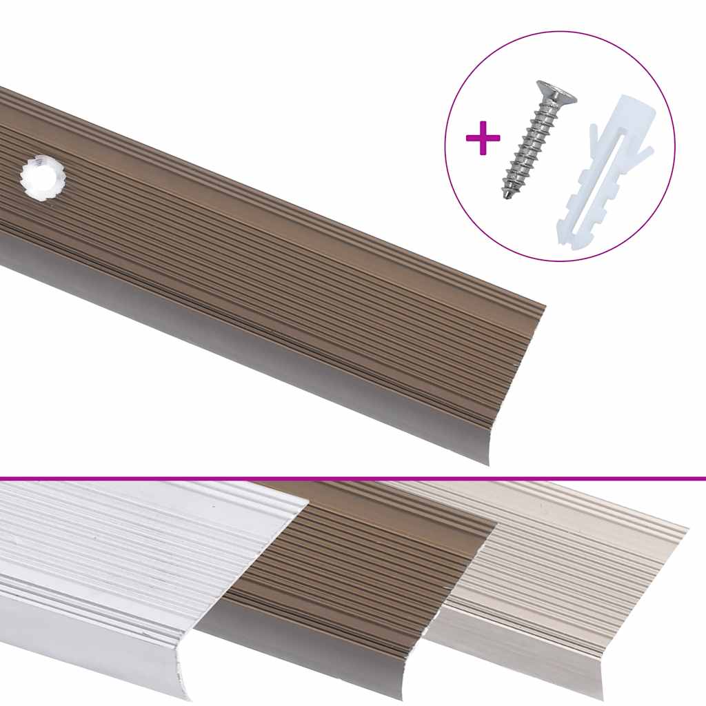Trappekantprofil i L-form 5 stk aluminium 100cm brun