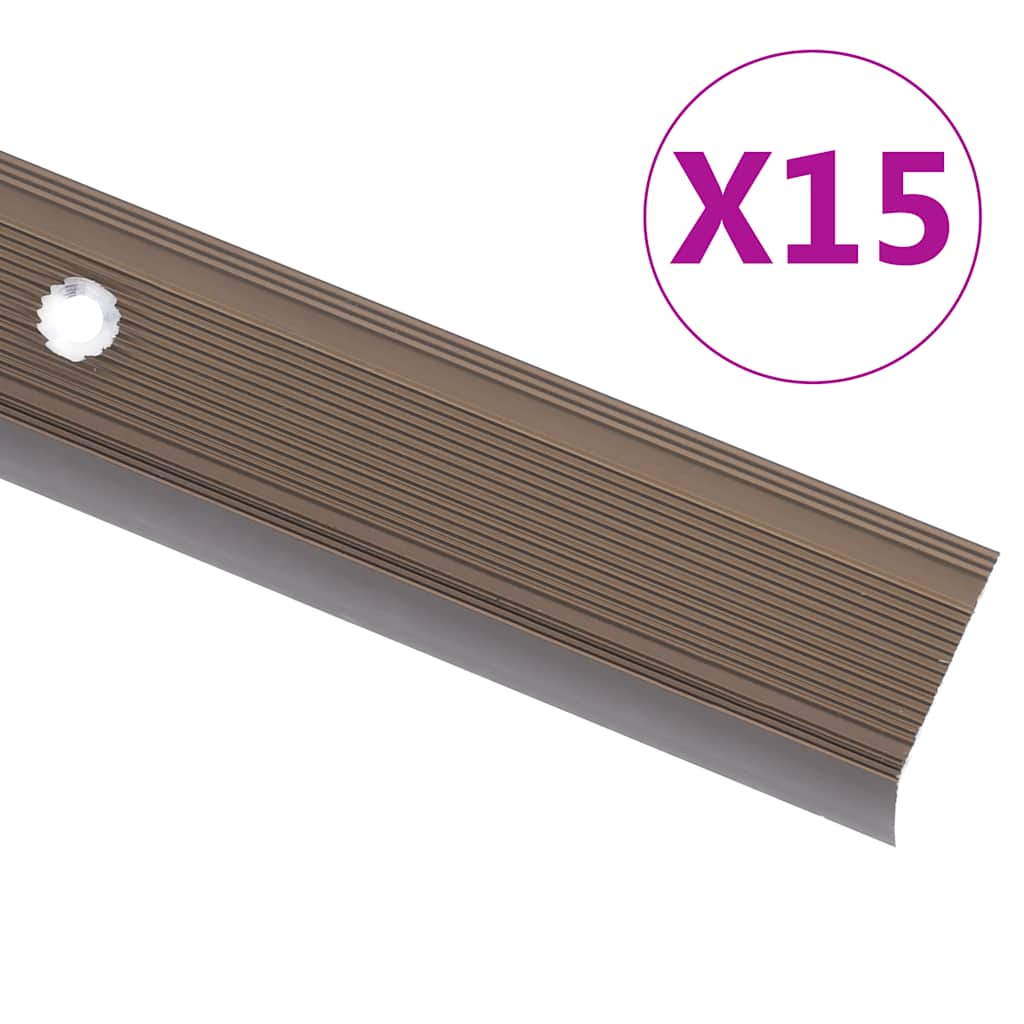 Trappekantprofil i L-form 15 stk Alu 100cm Brun