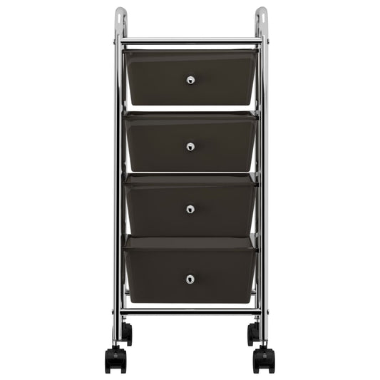 Schubladenwagen mit 4 Schubladen Schwarz Kunststoff