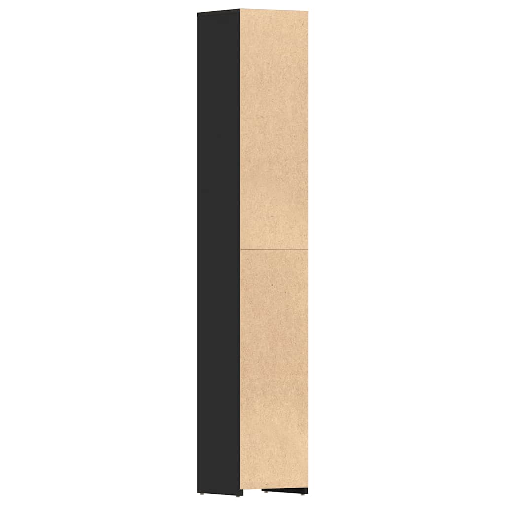 Badeværelsesskab Sort 30x30x183,5 cm Træ Materiale