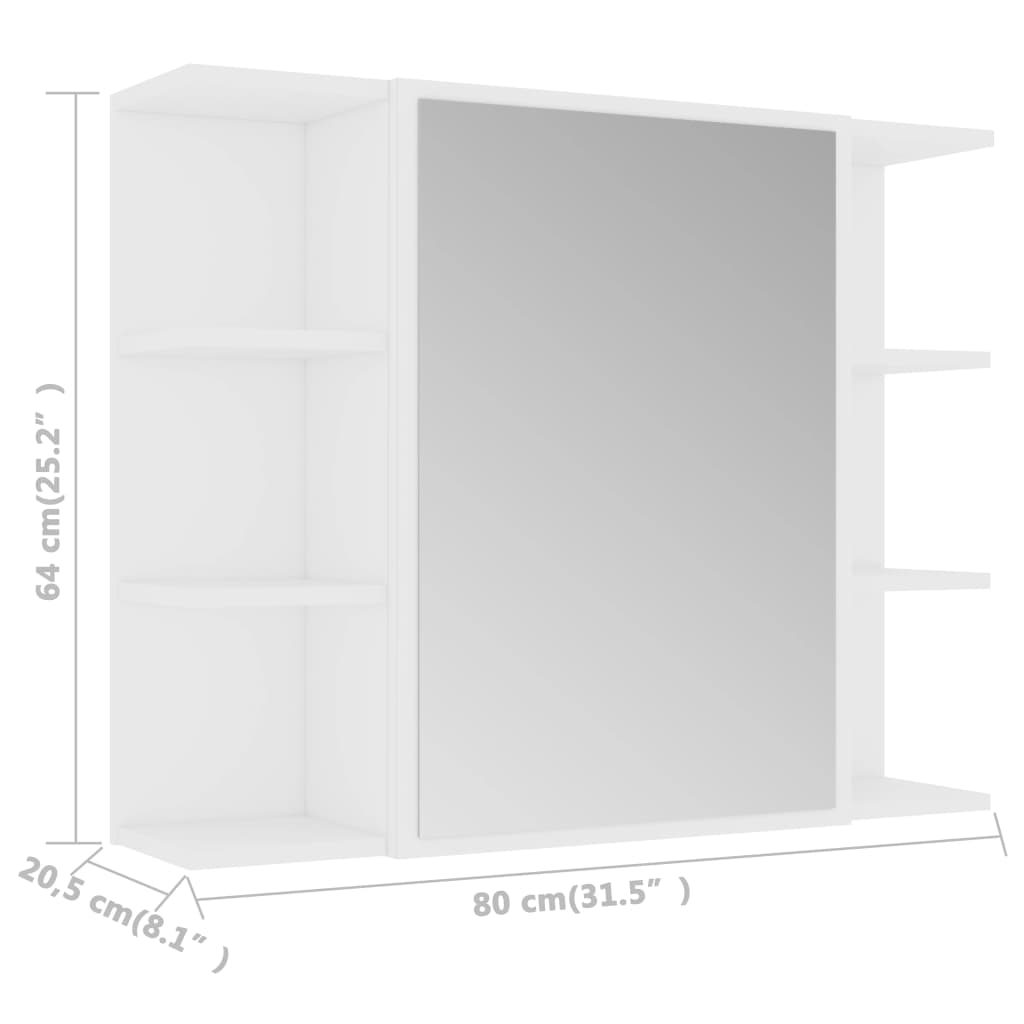 Badeværelses spejlskab hvid 80x20,5x64 cm træmateriale