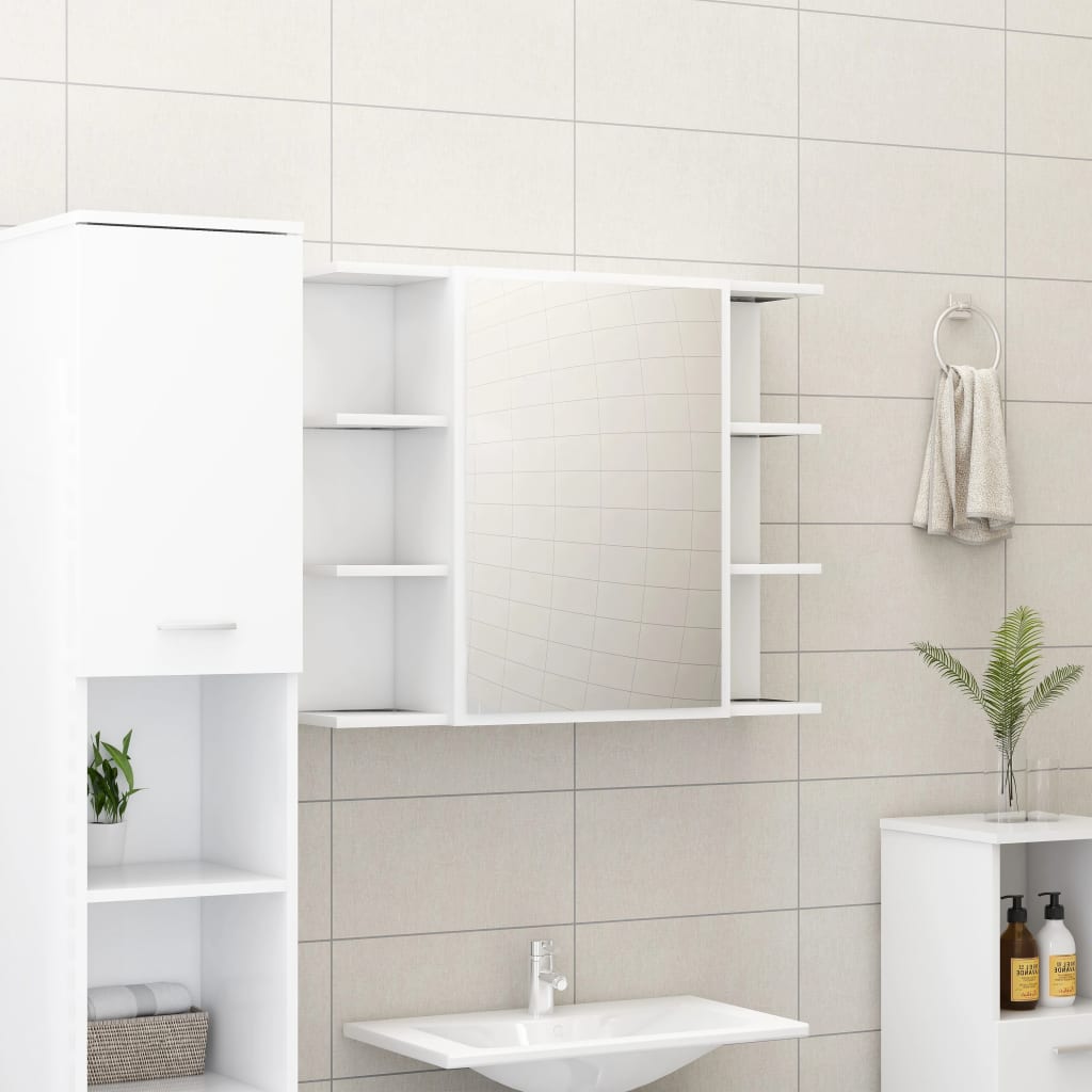 Badeværelses spejlskab hvid 80x20,5x64 cm træmateriale