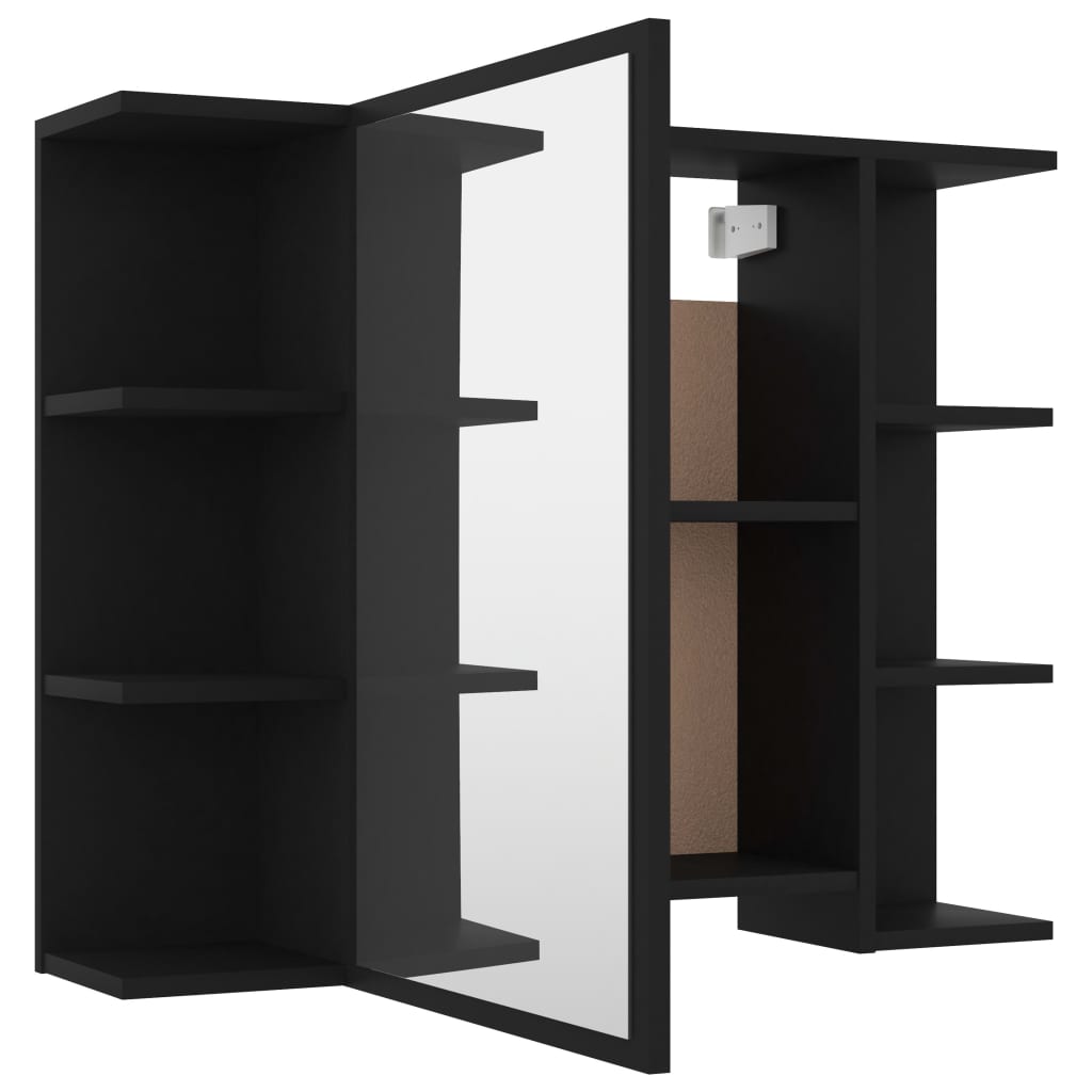 Badeværelses Spejlskab Sort 80x20,5x64 cm Træ Materiale