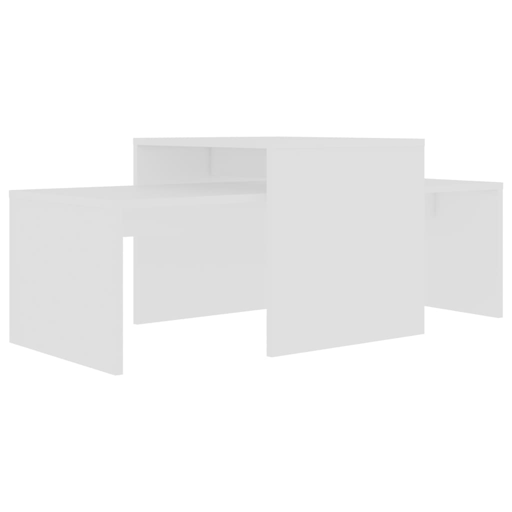 Sofabordssæt Hvid 100x48x40 cm Træmateriale
