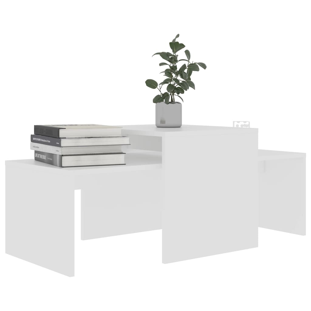 Sofabordssæt Hvid 100x48x40 cm Træmateriale