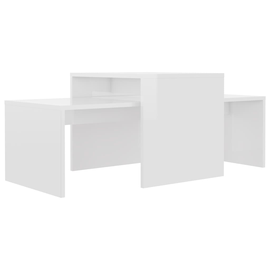 Sofabordssæt højglans hvid 100x48x40 cm træmateriale