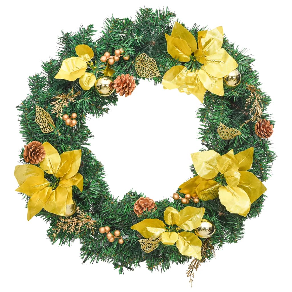 Weihnachtskranz mit LED-Lichtern Grün 60 cm PVC