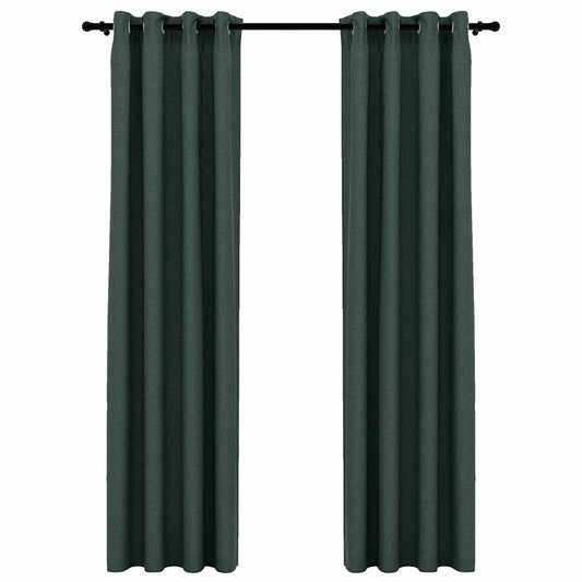 Verdunkelungsvorhänge Ösen Leinenoptik 2 Stk. Grün 140x245 cm