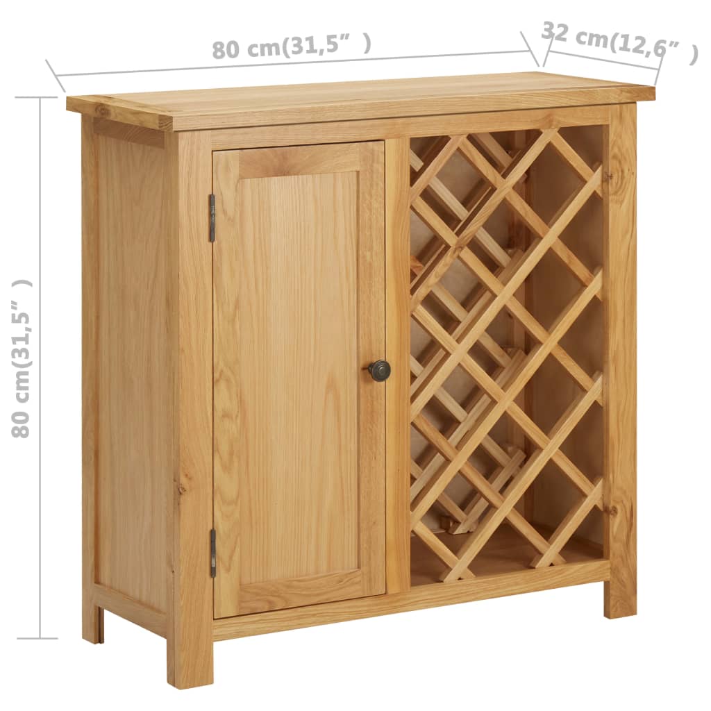 Weinschrank für 11 Flaschen 80 x 32 x 80 cm Eiche Massivholz