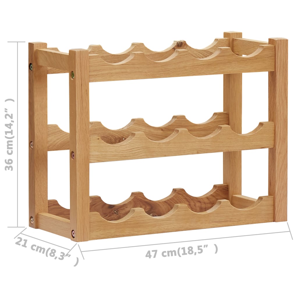 Weinregal für 12 Flaschen 47 x 21 x 36 cm Eiche Massivholz
