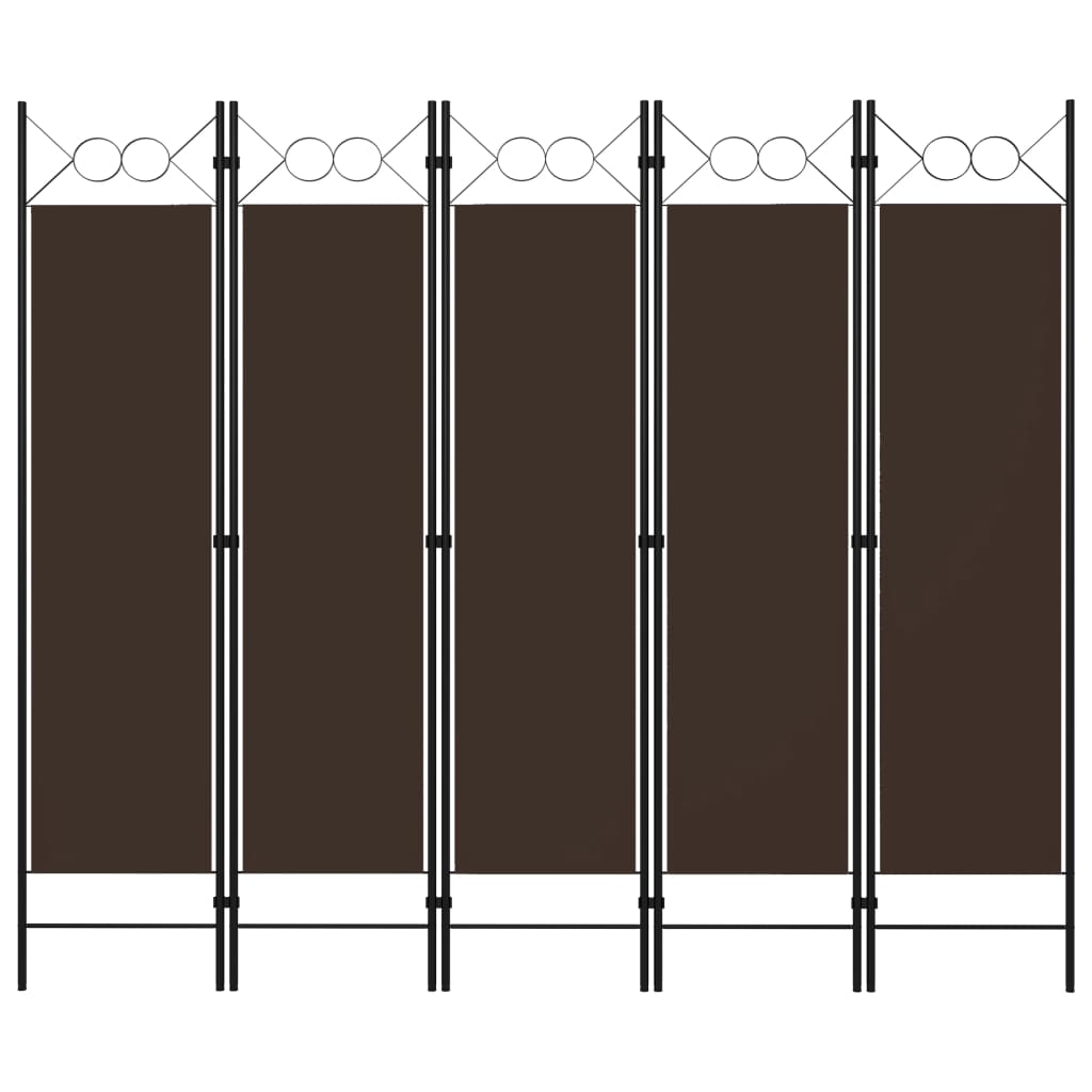 5-tlg. Raumteiler Braun 200 x 180 cm