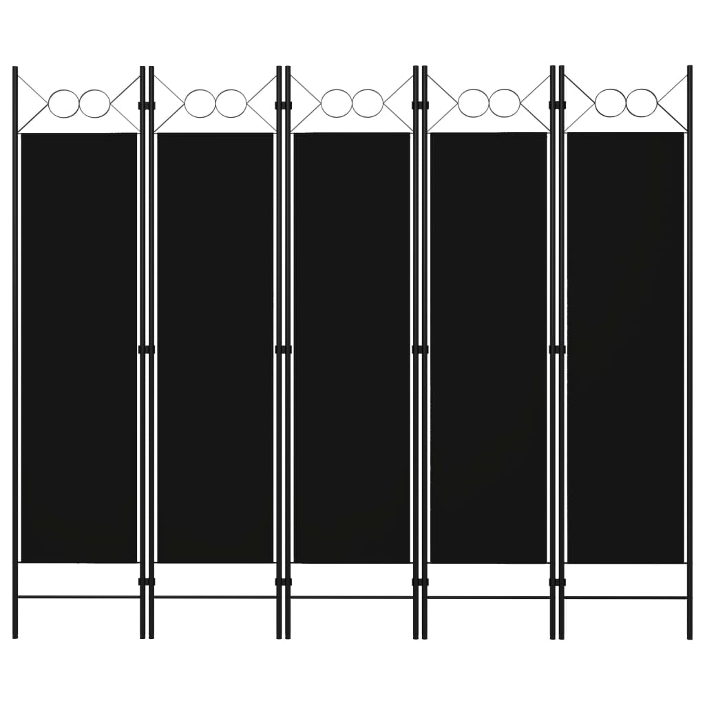 5-tlg. Raumteiler Schwarz 200 x 180 cm