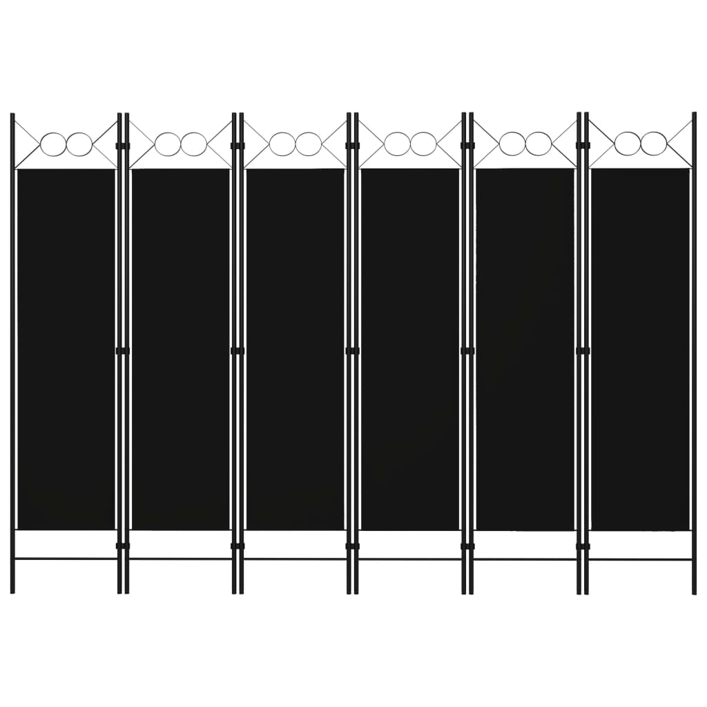 6-tlg. Raumteiler Schwarz 240 x 180 cm