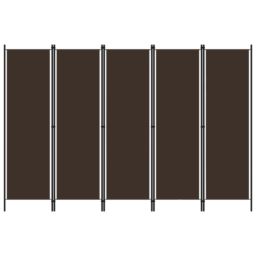 5-tlg. Raumteiler Braun 250x180 cm