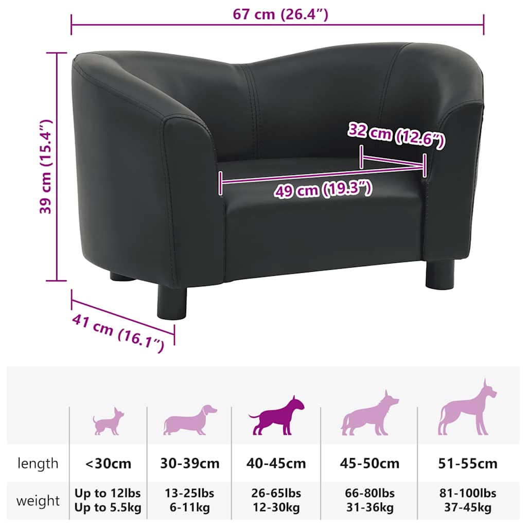 Hundesofa Sort 67x41x39 cm Kunstlæder