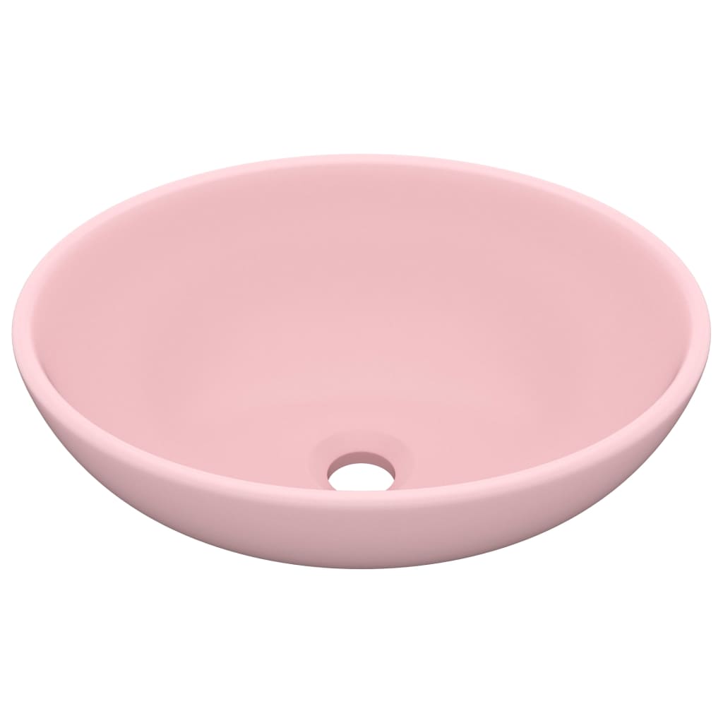 Luksuriøs Oval Håndvask Mat Pink 40x33 cm Keramik