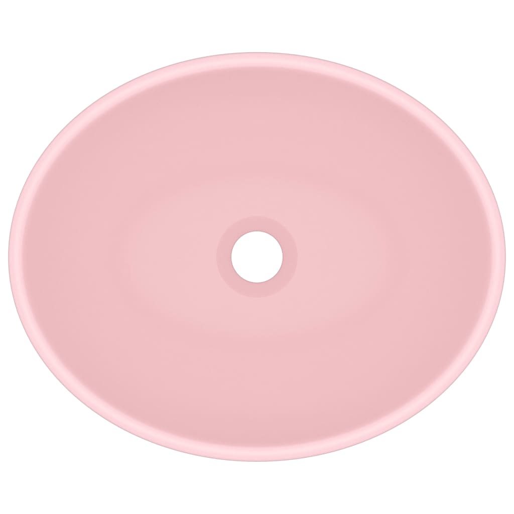 Luksuriøs Oval Håndvask Mat Pink 40x33 cm Keramik