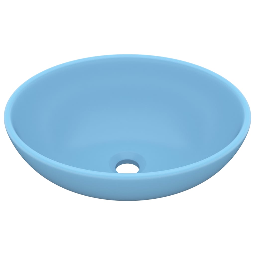 Luksuriøs Oval Håndvask Mat Lyseblå 40x33 cm Keramik