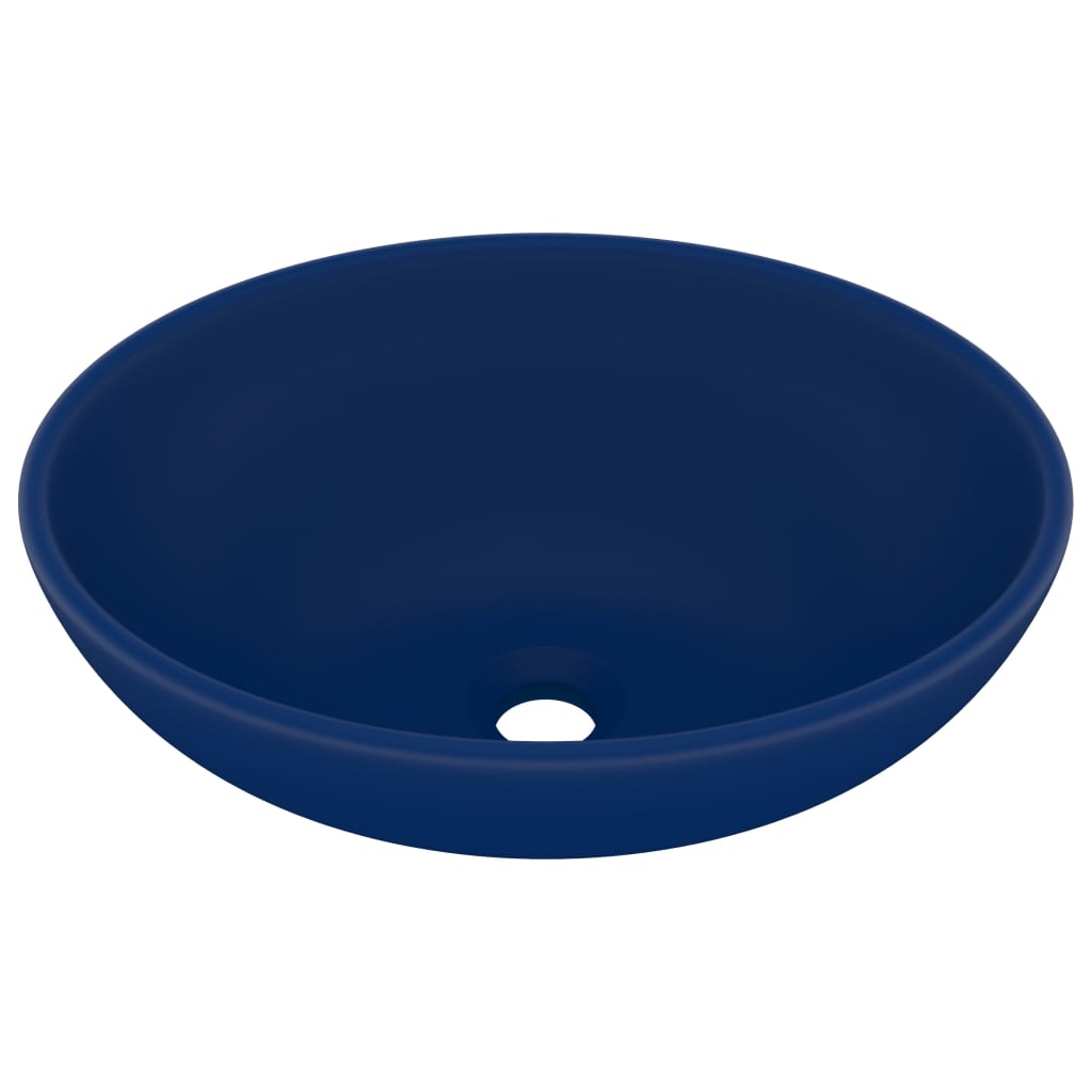 Luksuriøs Oval Håndvask Mat Mørkeblå 40x33 cm Keramik