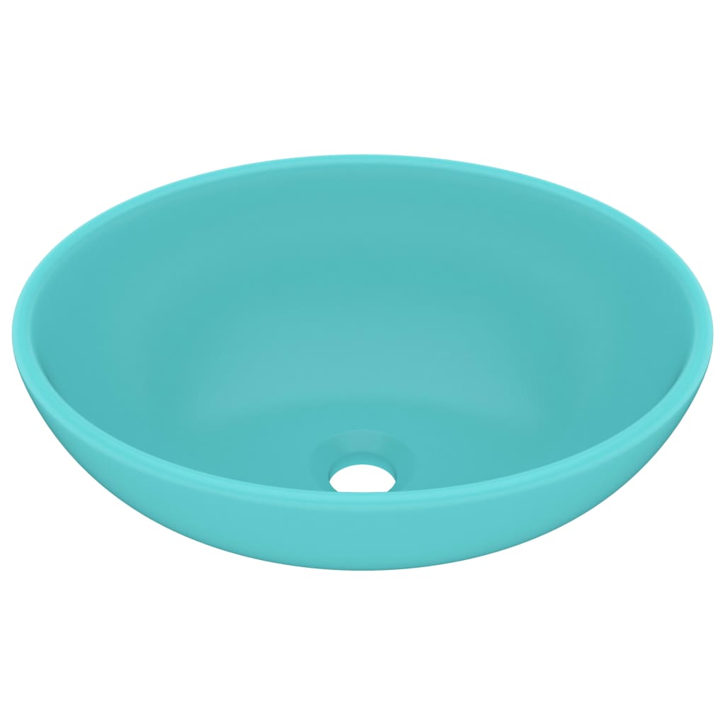 Luksuriøs Oval Håndvask Mat Lysegrøn 40x33 cm Keramik