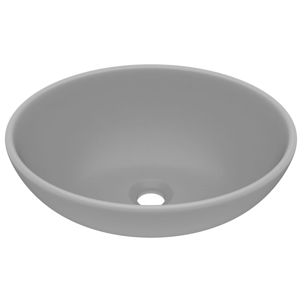 Luksuriøs Oval Håndvask Mat Lysegrå 40x33 cm Keramik