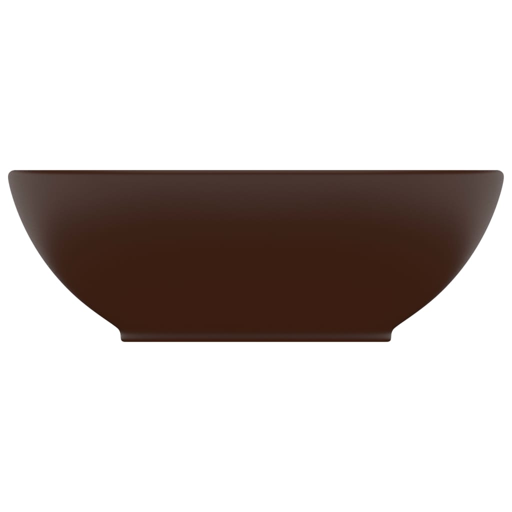 Luksuriøs Oval Håndvask Mat Mørkebrun 40x33 cm Keramik