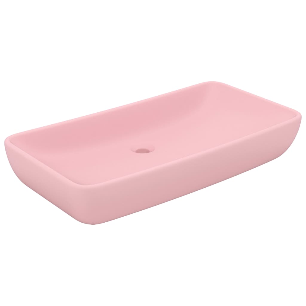 Luksus Håndvask Rektangulær Mat Pink 71x38 cm Keramik