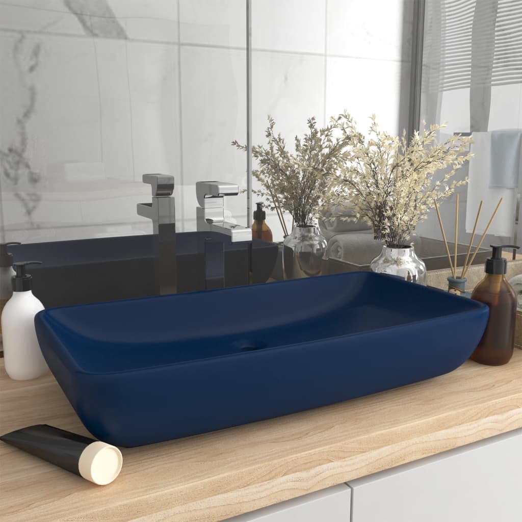 Luksus Håndvask Rektangulær Mat Mørkeblå 71x38 cm Keramik