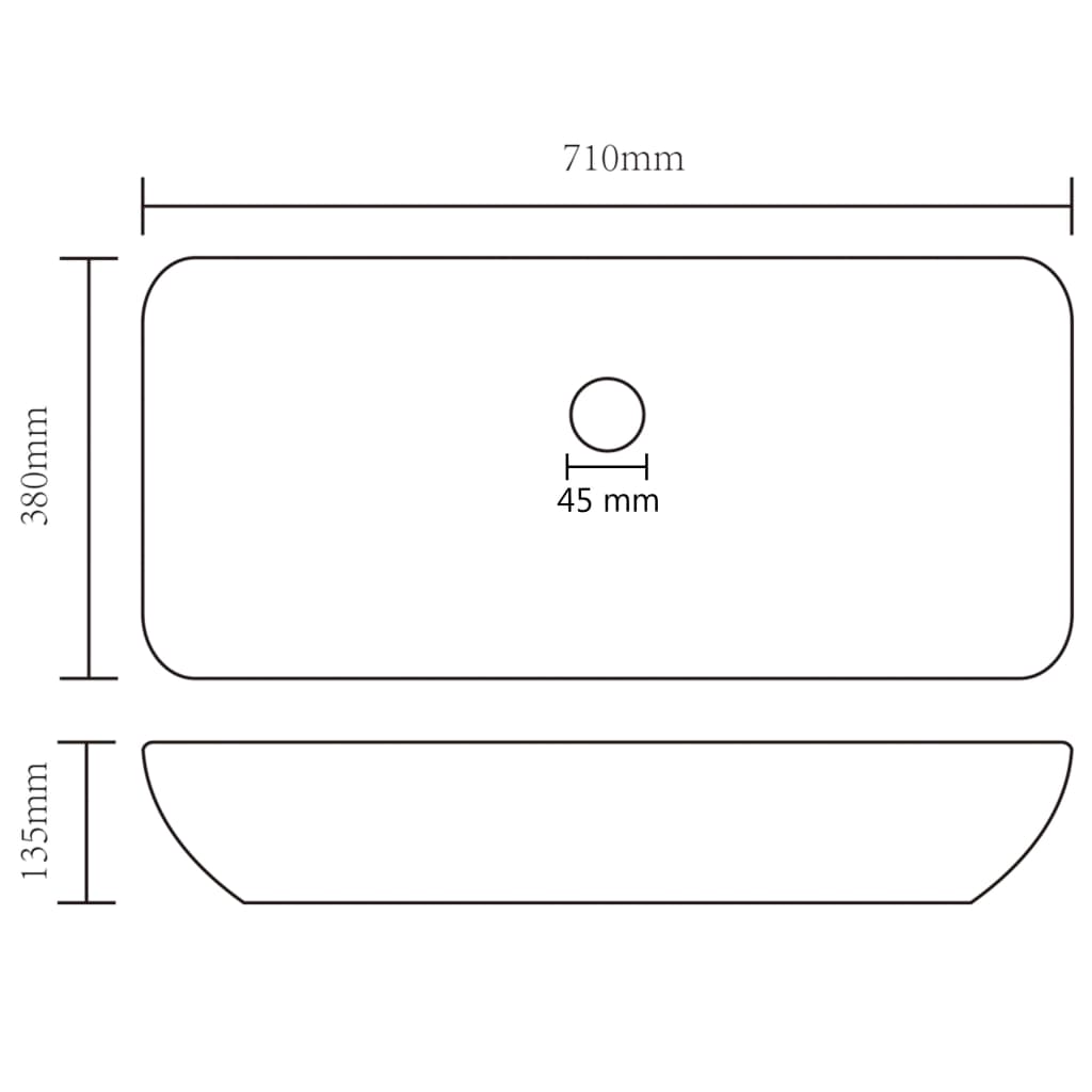 Luksus Håndvask Rektangulær Mat Lysegrøn 71x38 cm Keramik