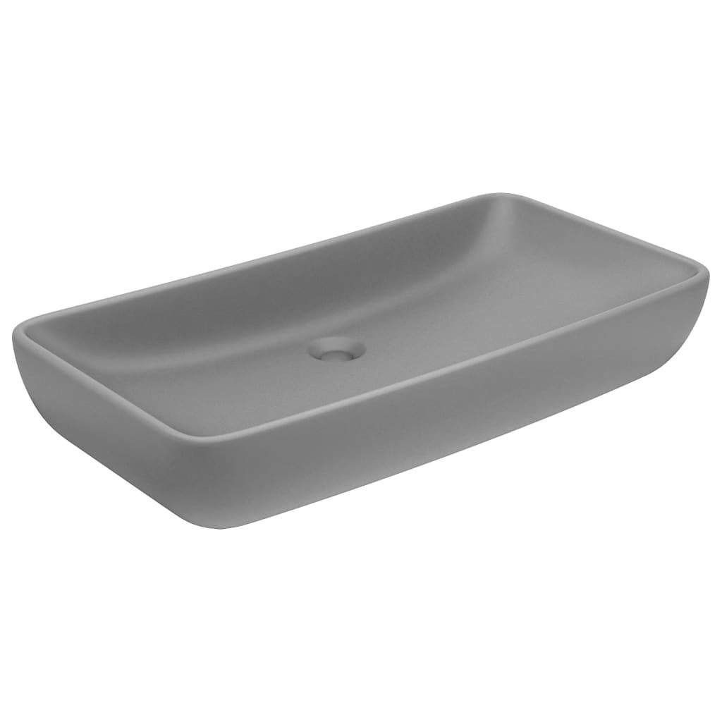 Luksus Håndvask Rektangulær Mat Lysegrå 71x38 cm Keramik